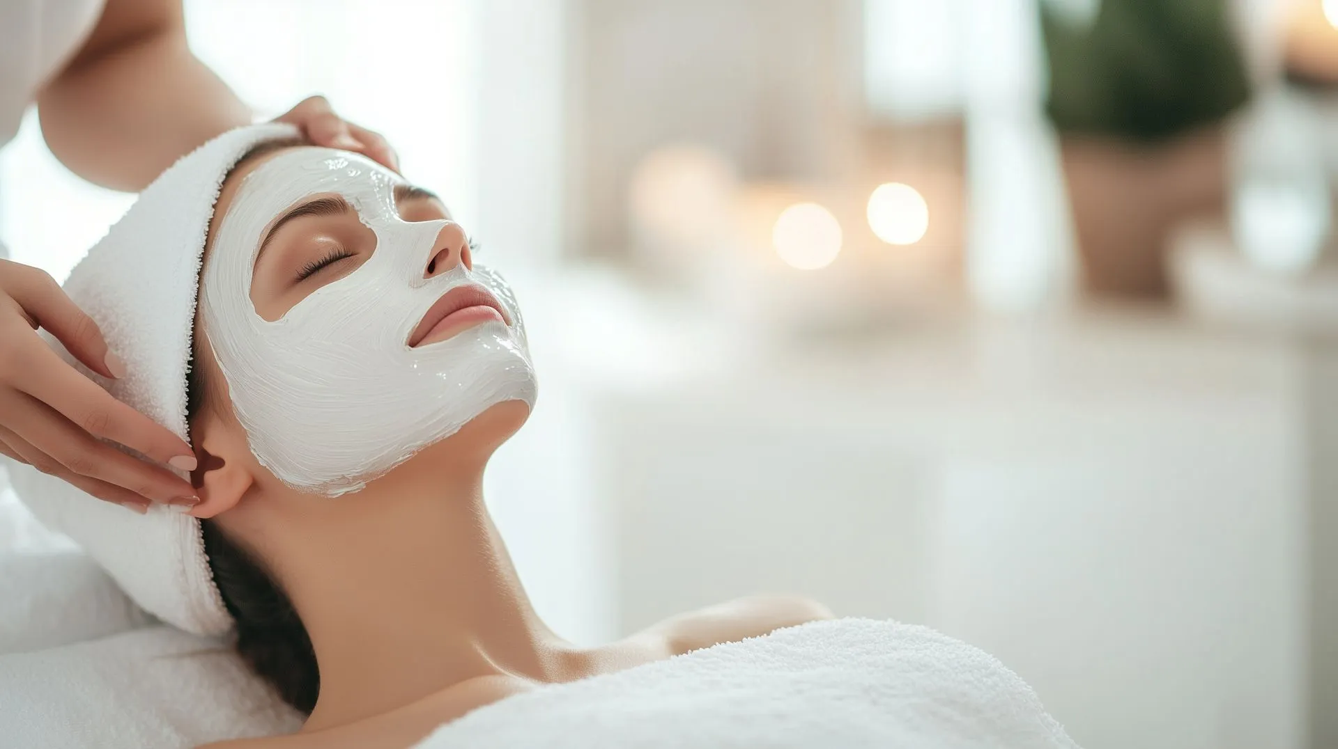 Kosmetikerin bei professioneller Gesichtsbehandlung im Schulungsraum